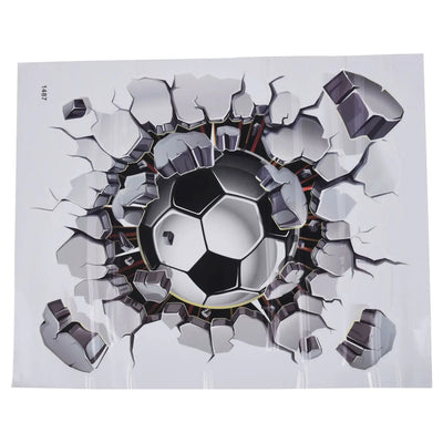 3D Football Wall Sticker PVC Art Soccer Crack Decal Room Mural Decor